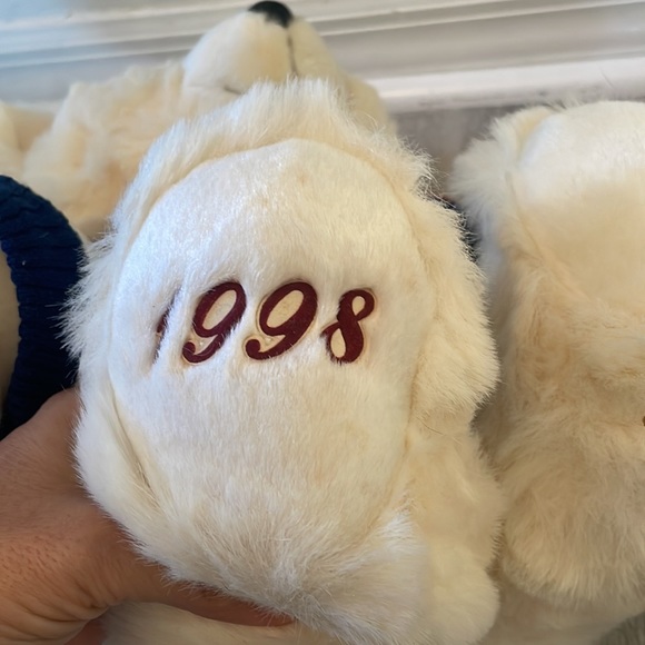 Vintage 1998 TEAM SANTA White Christmas Bear 15" Plush Blue Snap Jacket - Picture 6 of 10